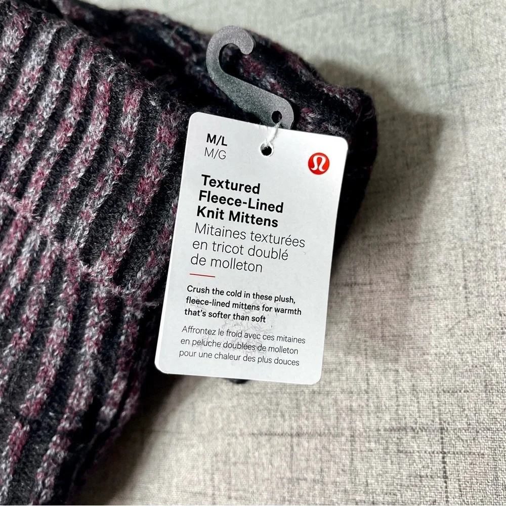 Lululemon Textured Fleece Lined Knit Mittens Merino Wool Cashmere Blend Nwt